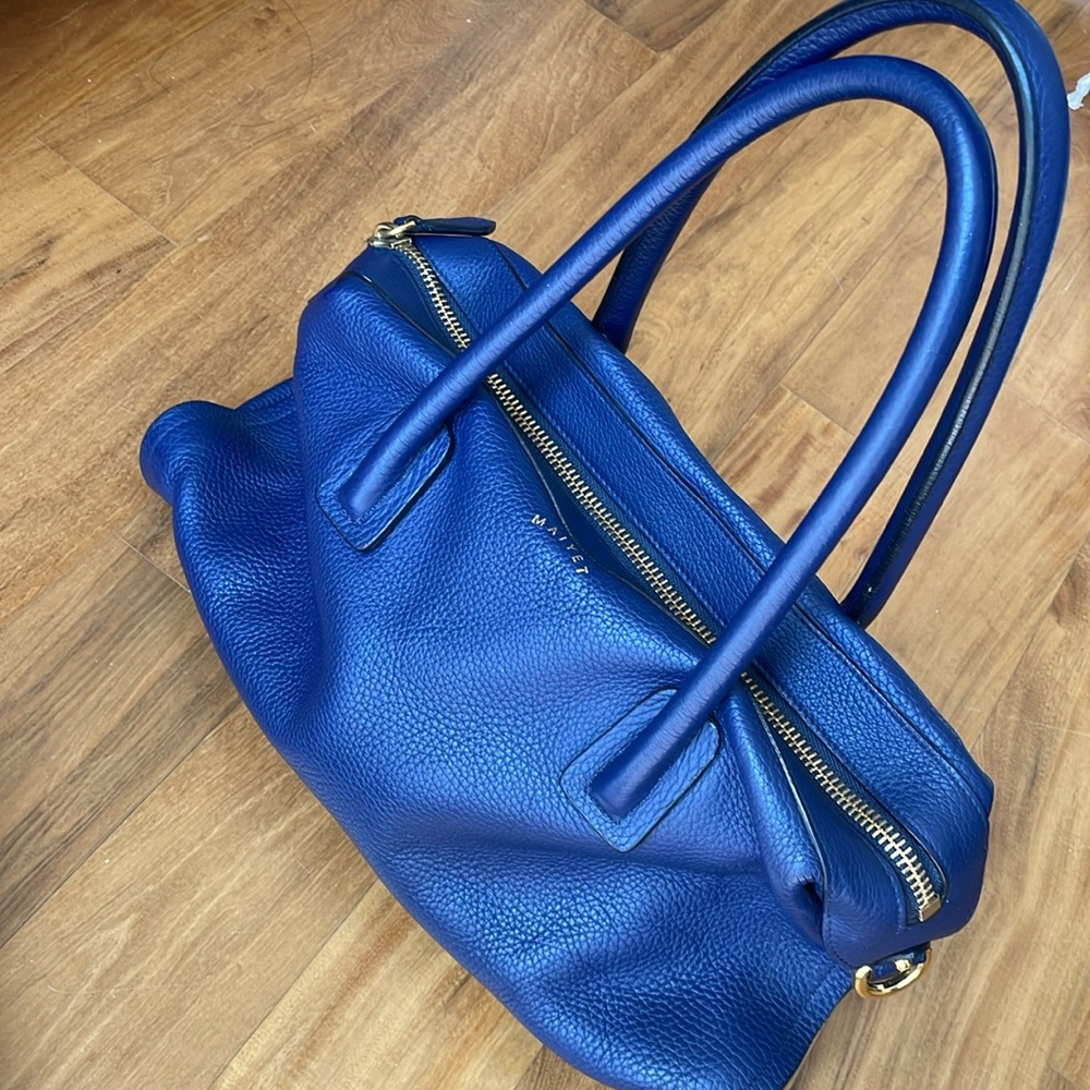 Blue Maiyet Small Satchel travel bag with crossbody strap